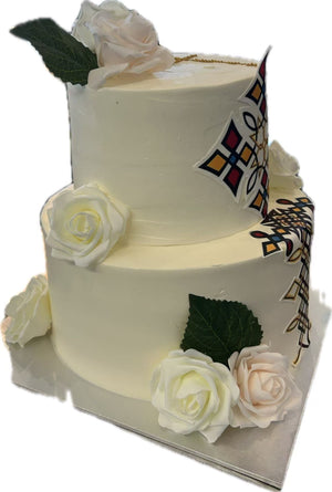 Two-tier Ethiopian Cross Style Wedding Cake