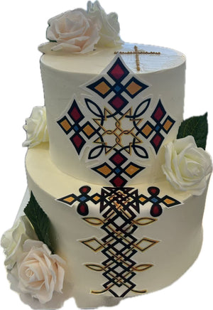 Two-tier Ethiopian Cross Style Wedding Cake