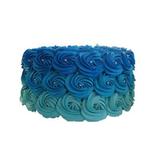 Blue Ombre Rose Cake 渐变蓝色玫瑰蛋糕