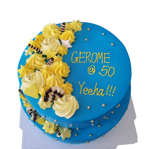 Two-Tier Blue & Yellow Cake 双层蛋糕