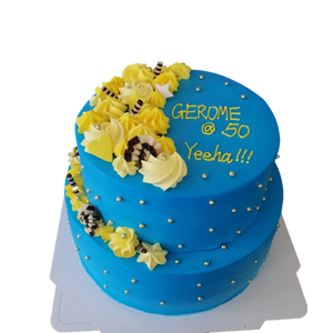 Two-Tier Blue & Yellow Cake 双层蛋糕